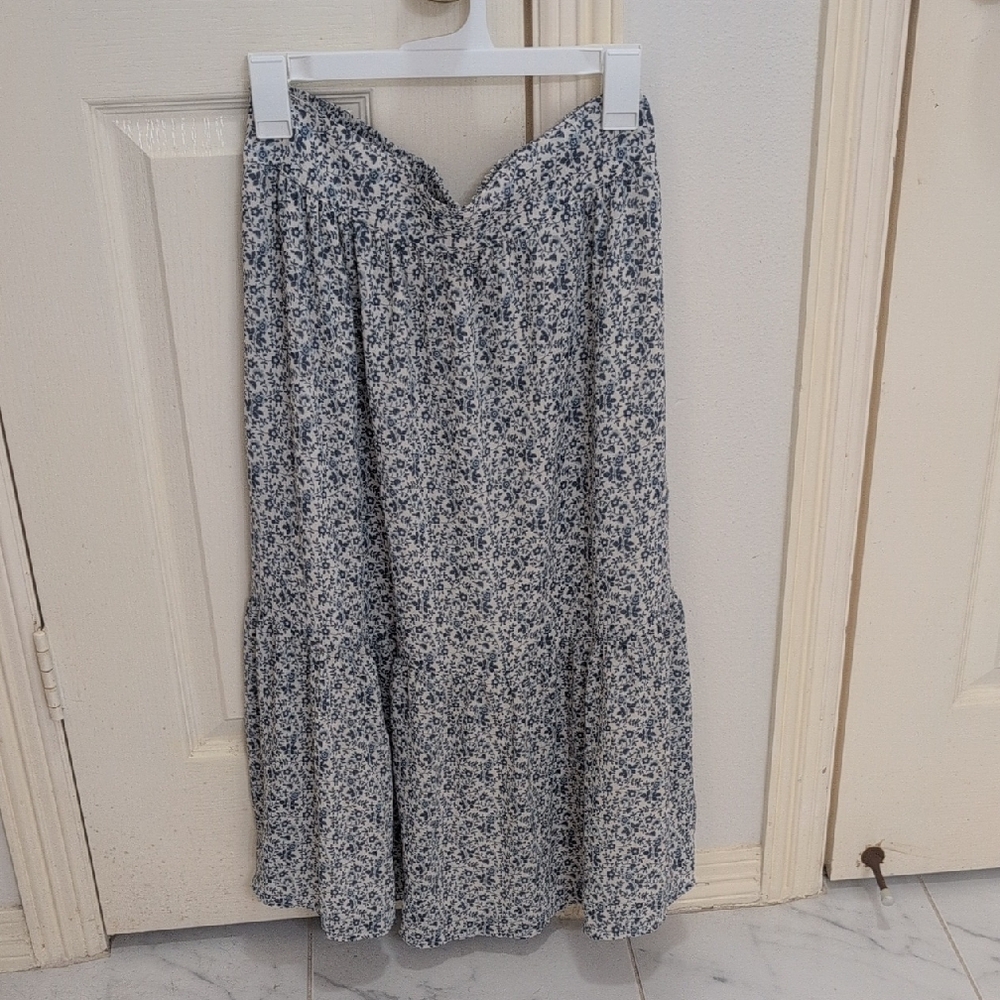 Madewell Blue Floral A-Line Skirt